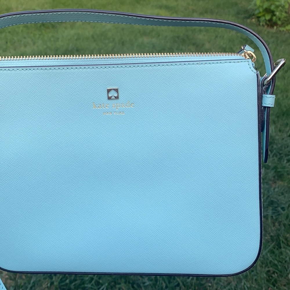 Kate Spade structured blue crossbody purse
